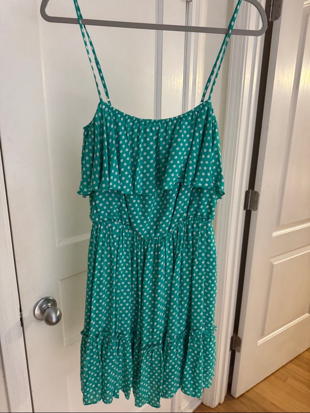 BB Dakota Teal Polka Dot Spaghetti Strap Dress